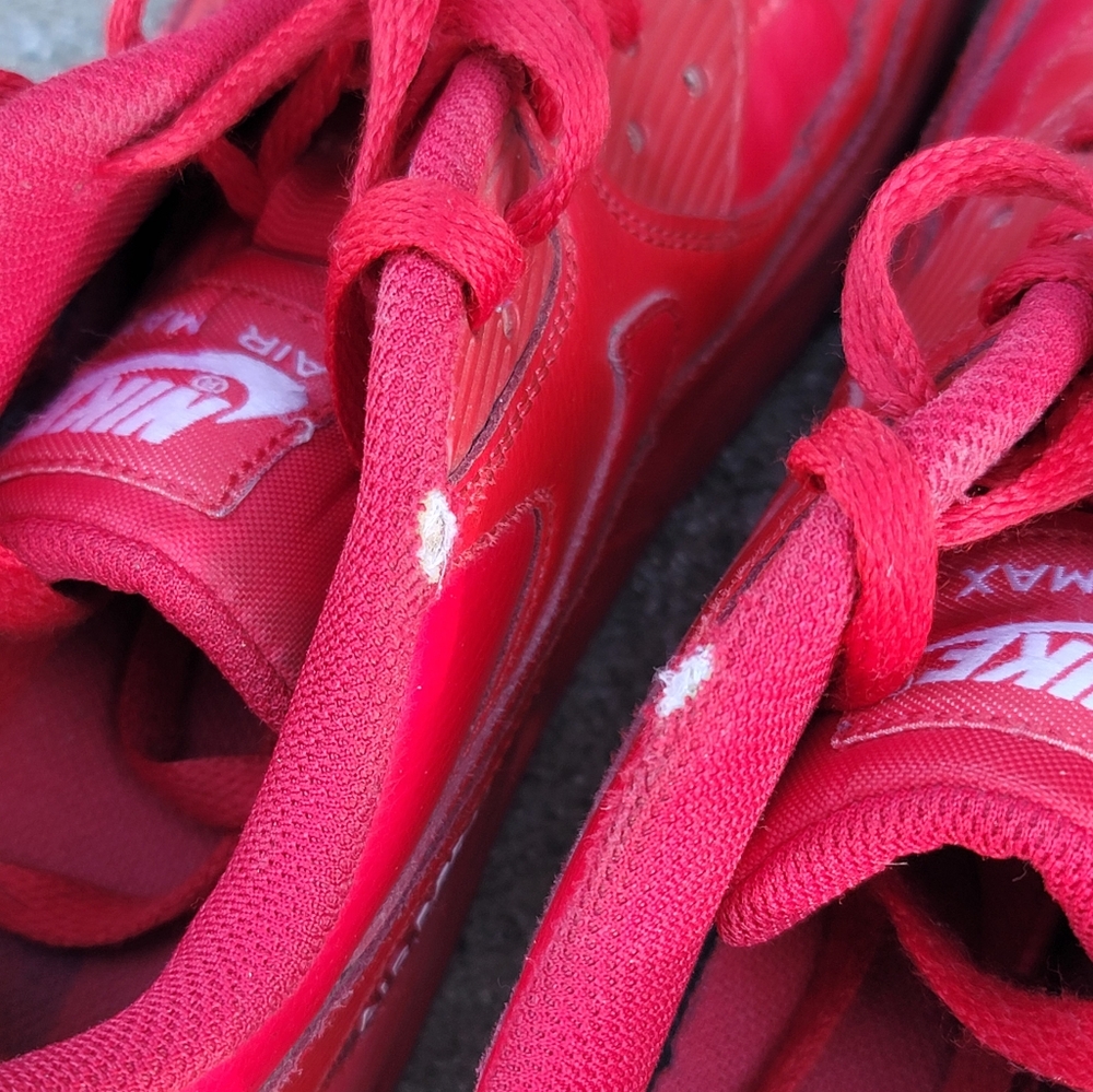 Nike Air Max 90 Triple Red Running Trainer Shoes - Picture 6 of 6